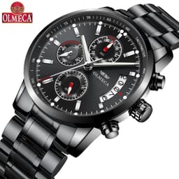 image-OLMECA 0828 Men's Quartz Watch Chronograph Waterproof Steel Band