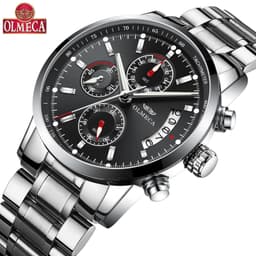 image-OLMECA 0828 Men's Quartz Watch Chronograph Waterproof Steel Band