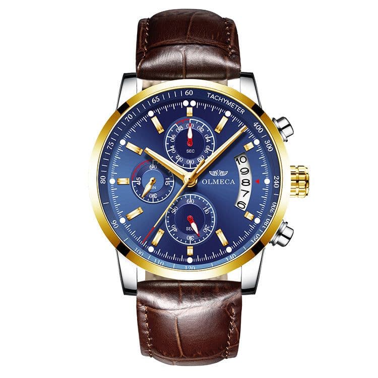 image-OLMECA 0828 Men's Quartz Watch Chronograph Waterproof Steel Band
