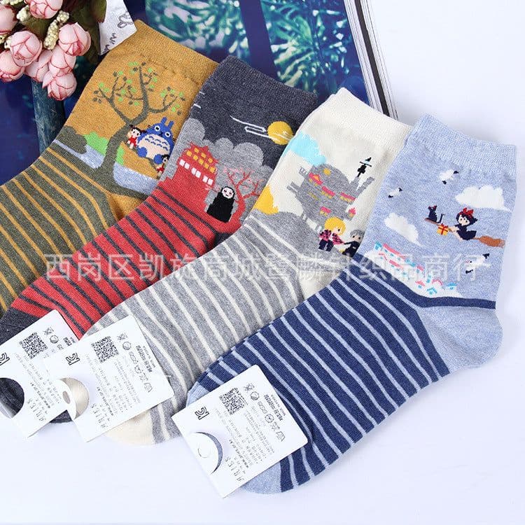 image-Women's Cartoon Cotton Tube Socks - Medium Thickness Winter Casual