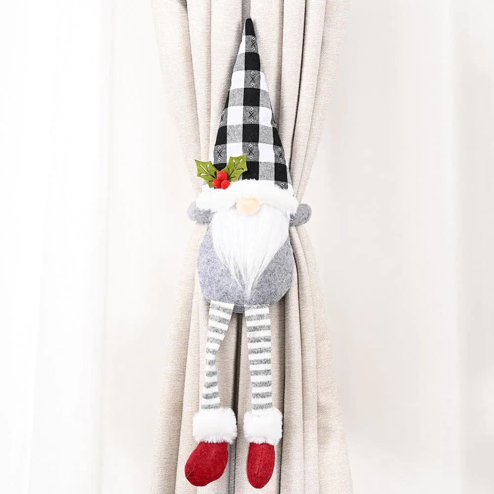 image-Christmas Curtain Tie Backs Forest Elderly Faceless Doll Gray 50cm