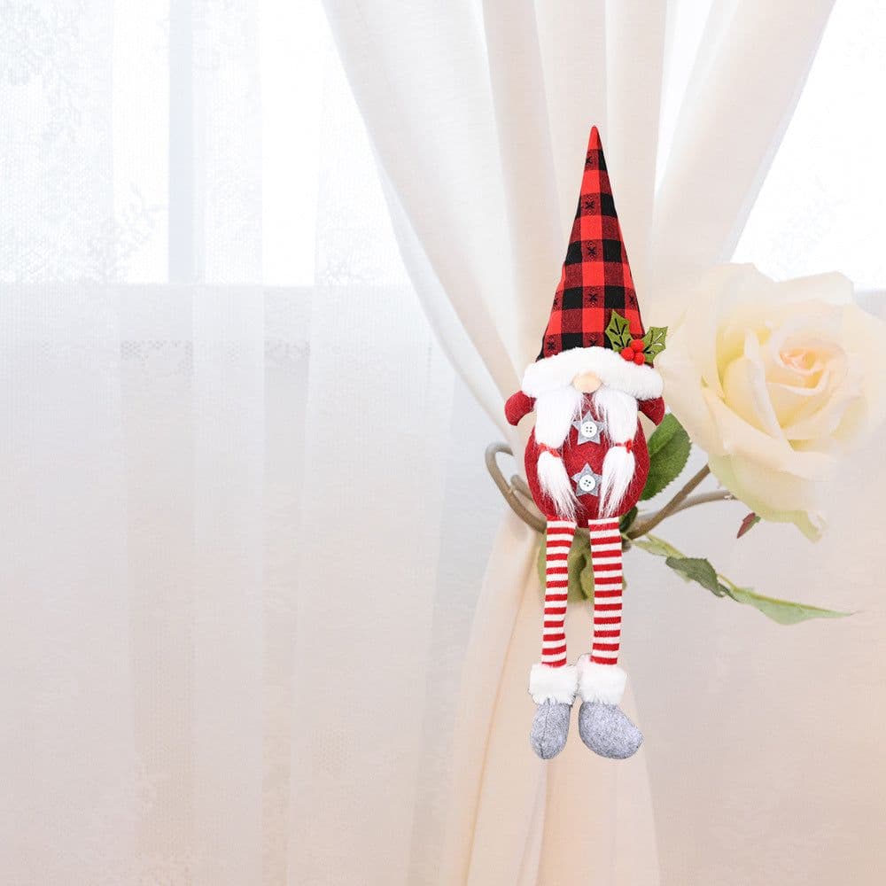 image-Christmas Curtain Tie Backs Forest Elderly Faceless Doll Gray 50cm