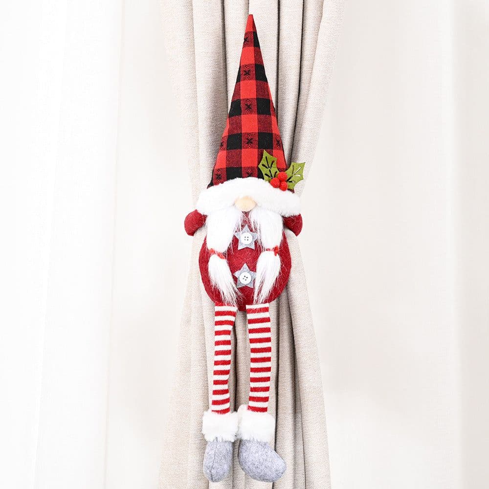 image-Christmas Curtain Tie Backs Forest Elderly Faceless Doll Gray 50cm