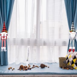 image-Christmas Curtain Tie Backs Forest Elderly Faceless Doll Gray 50cm