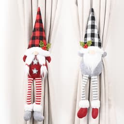 image-Christmas Curtain Tie Backs Forest Elderly Faceless Doll Gray 50cm