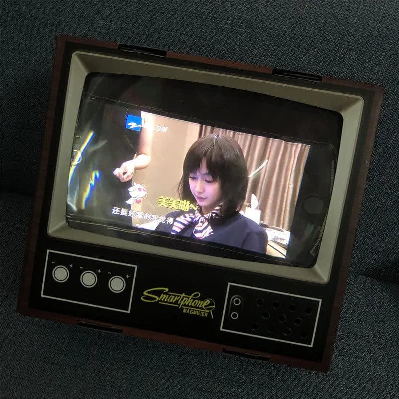image-Phone Magnifier Screen Desktop Stand 20cm Retro TV Design