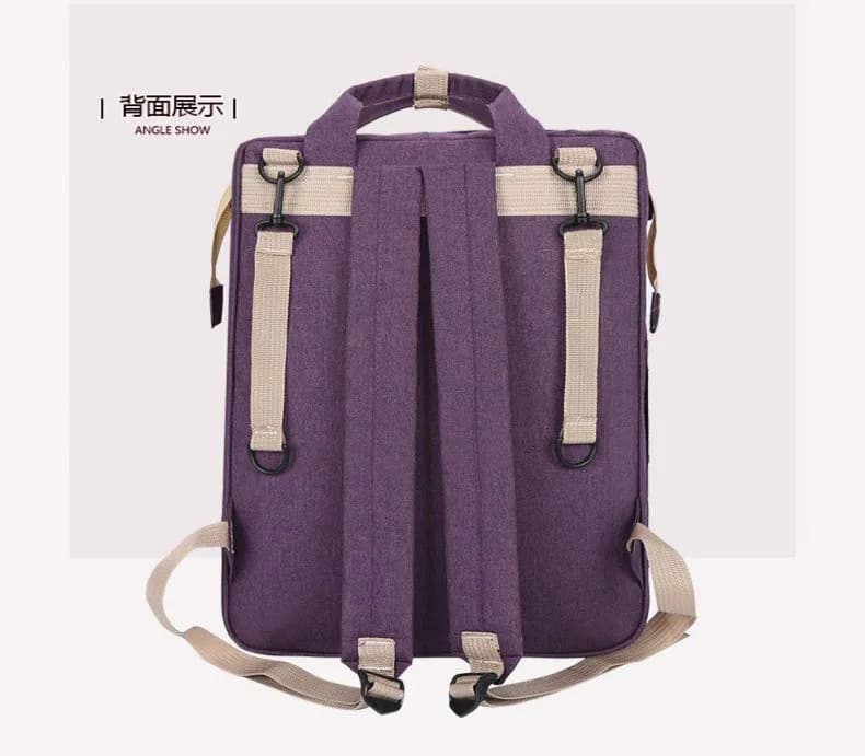 image-Portable Folding Baby Bed Backpack Diaper Bag Oxford Cloth Blue