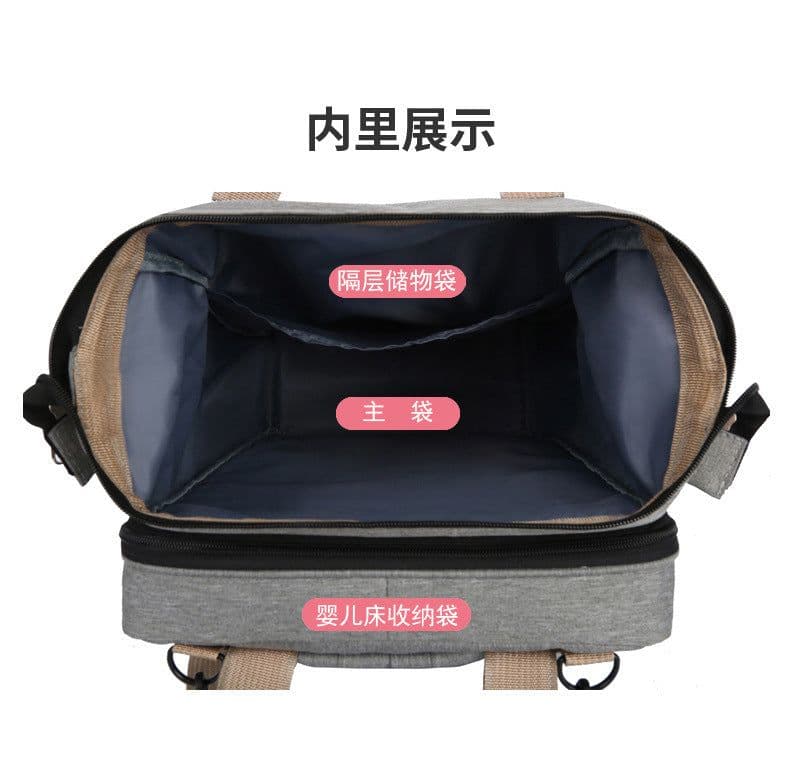 image-Portable Folding Baby Bed Backpack Diaper Bag Oxford Cloth Blue