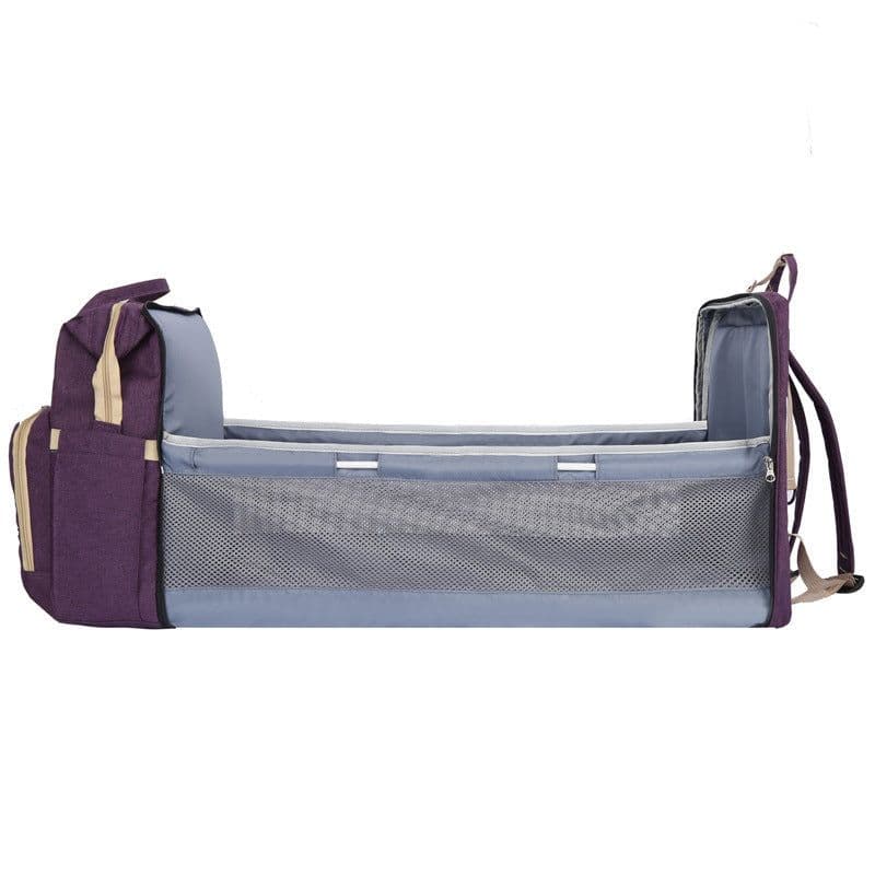 image-Portable Folding Baby Bed Backpack Diaper Bag Oxford Cloth Blue