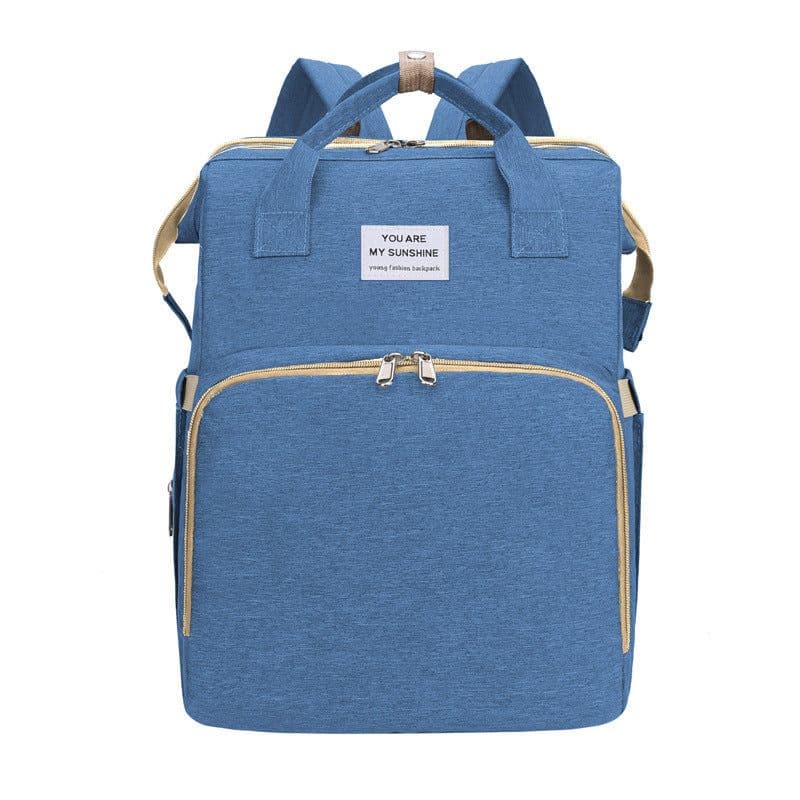 image-Portable Folding Baby Bed Backpack Diaper Bag Oxford Cloth Blue