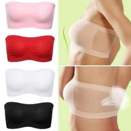 image-Seamless Strapless Bandeau Bralette for Women