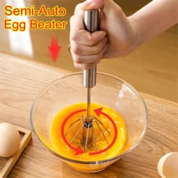 image-Jie Qing Manual Whisk 12 inch Stainless Steel Hand Press Mixer