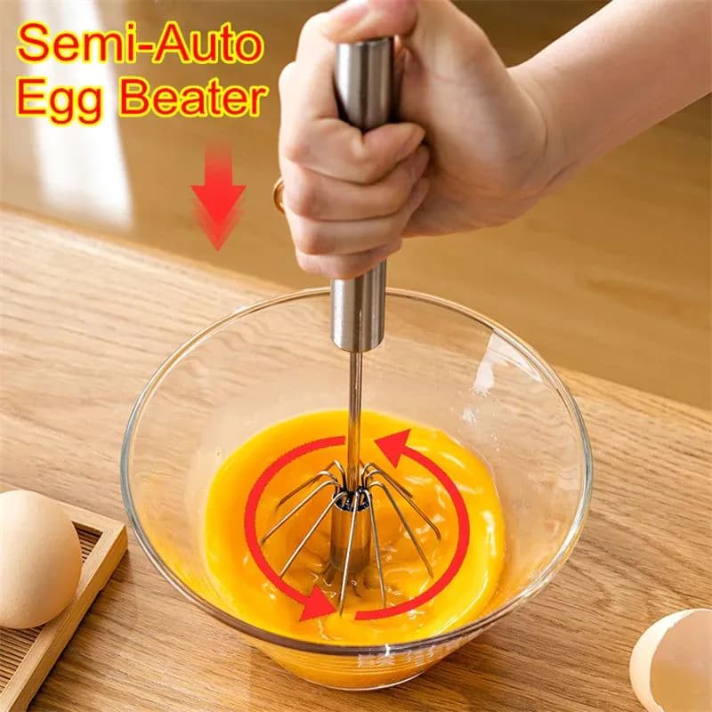 image-Jie Qing Manual Whisk 12 inch Stainless Steel Hand Press Mixer