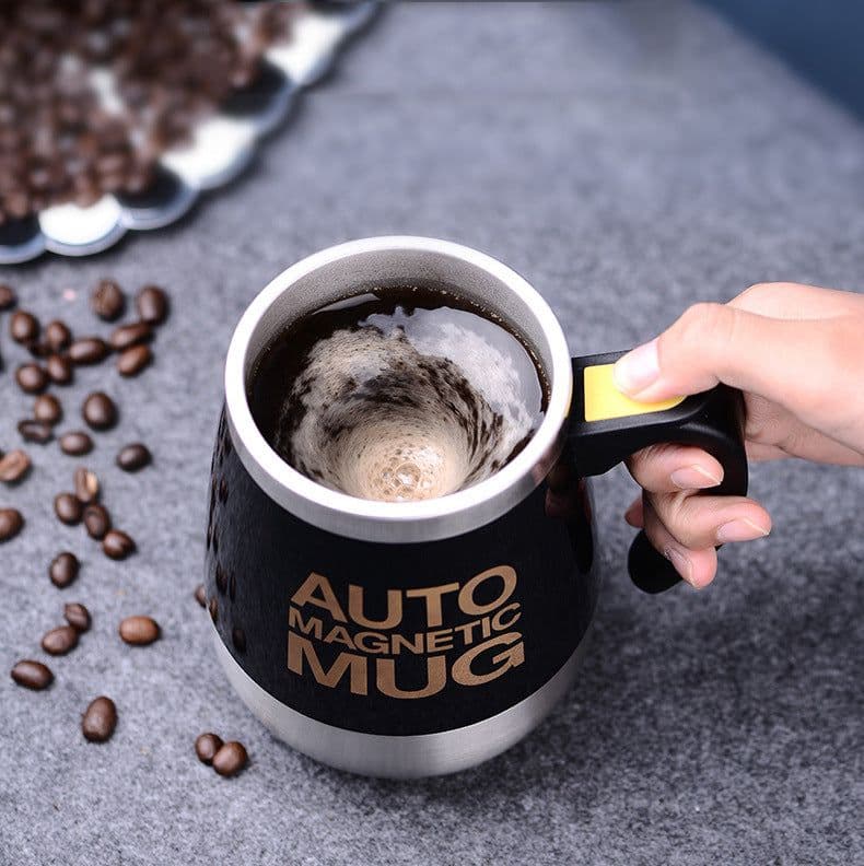 image-Electric Magnetic Self-Stirring Coffee Mug Stainless Steel