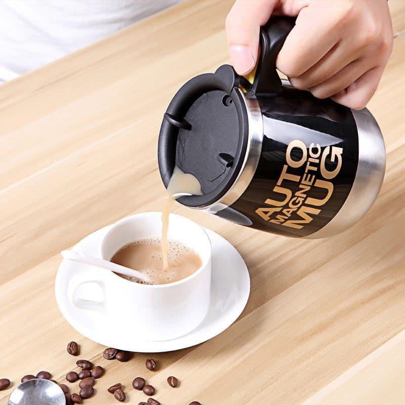 image-Electric Magnetic Self-Stirring Coffee Mug Stainless Steel