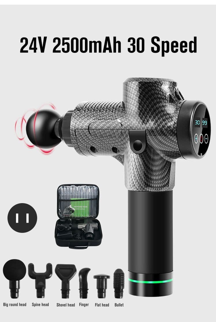 image-YUANJIAN Massage Gun 30 Speed 6 Heads Rechargeable Fascia Gun