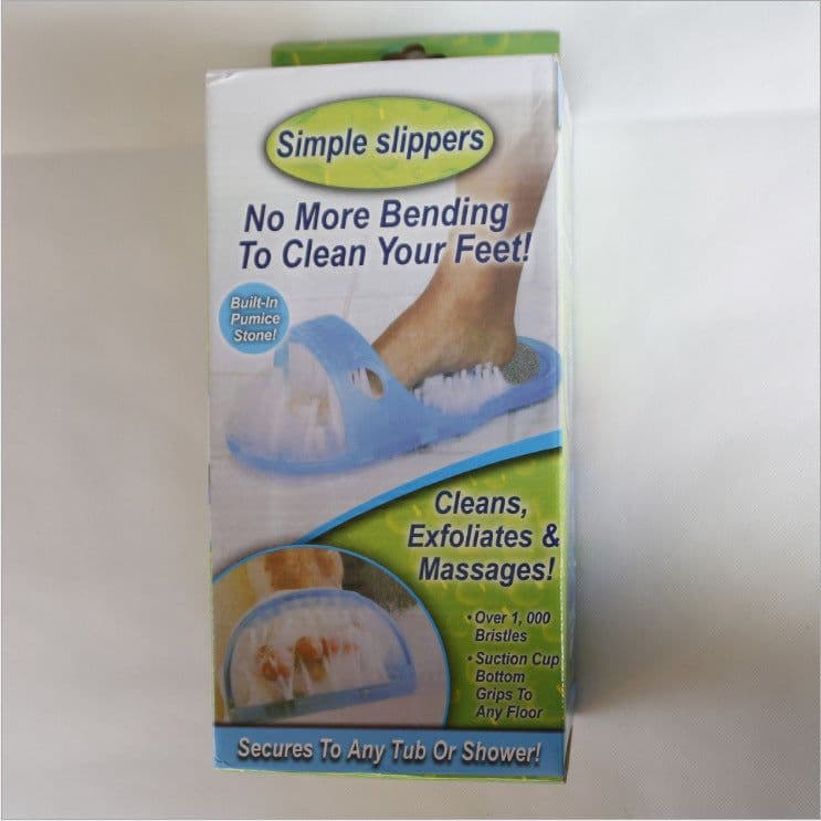 image-Foot Massage Slippers with Scrubbing Brush PVC
