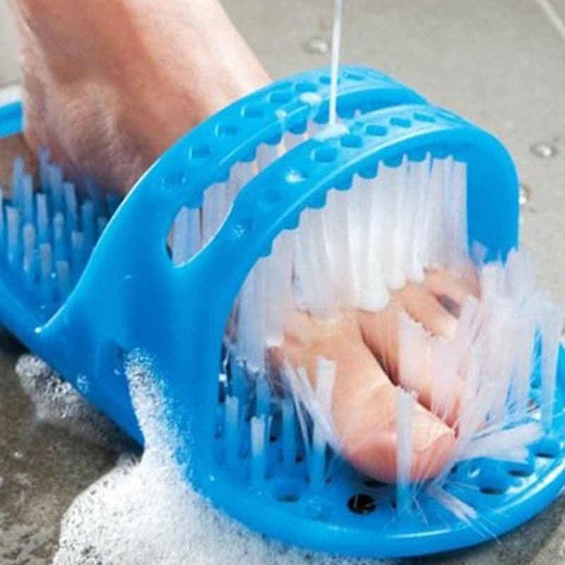 image-Foot Massage Slippers with Scrubbing Brush PVC