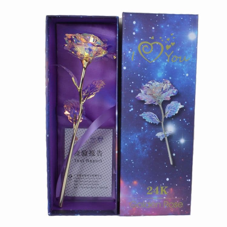 image-Gold Leaf Rose Bouquet HC8001 Plastic Flower Gift Box