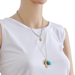 image-Turkish Blue Eyes Fatima Palm Necklace Bohemian Turquoise Beaded Chain