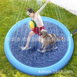 image-Foldable Pet Pool Water Spray Pad for Dogs and Cats