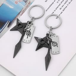 image-Naruto Konoha Forehead Shuriken Alloy Keychain 3-Piece Set