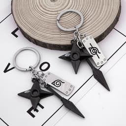 image-Naruto Konoha Forehead Shuriken Alloy Keychain 3-Piece Set