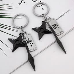 image-Naruto Konoha Forehead Shuriken Alloy Keychain 3-Piece Set