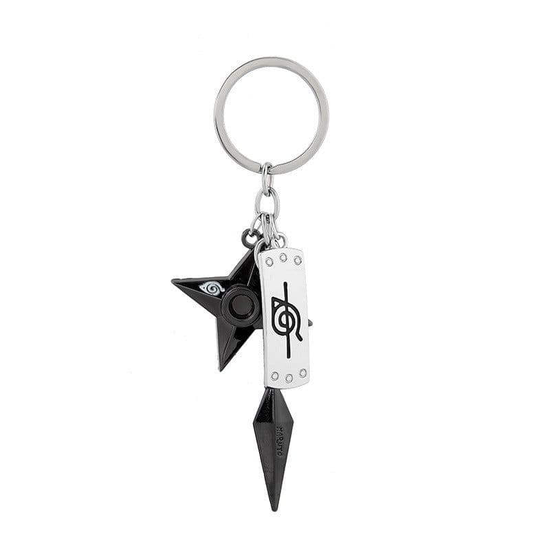 image-Naruto Konoha Forehead Shuriken Alloy Keychain 3-Piece Set