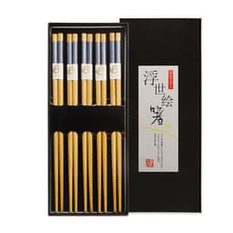 image-Japanese Bamboo Chopsticks Set - 5 Pairs Non-Slip Wooden with Gift Box