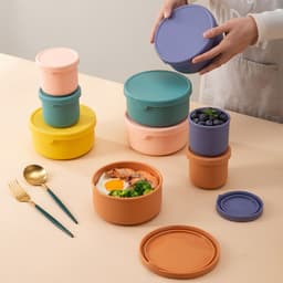image-Silicone Fresh-Keeping Lunch Box Round Sealed Food Storage Container