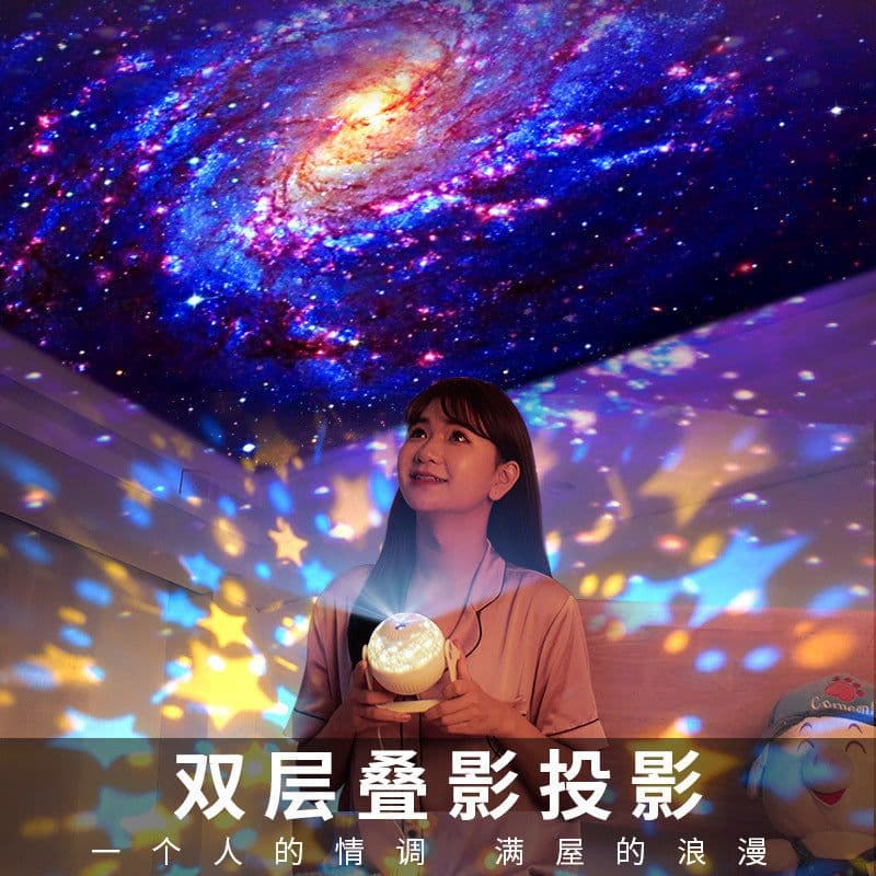 image-Starry Sky Projector Night Light Rotating Lamp with Music Box
