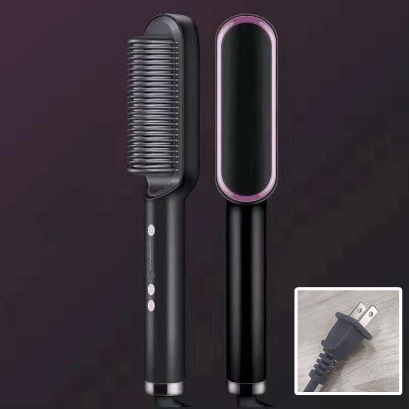 image-Negative Ion Hair Straightener Brush with Tourmaline Ceramic