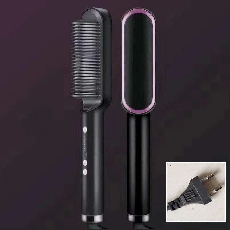 image-Negative Ion Hair Straightener Brush with Tourmaline Ceramic
