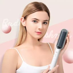 image-Negative Ion Hair Straightener Brush with Tourmaline Ceramic