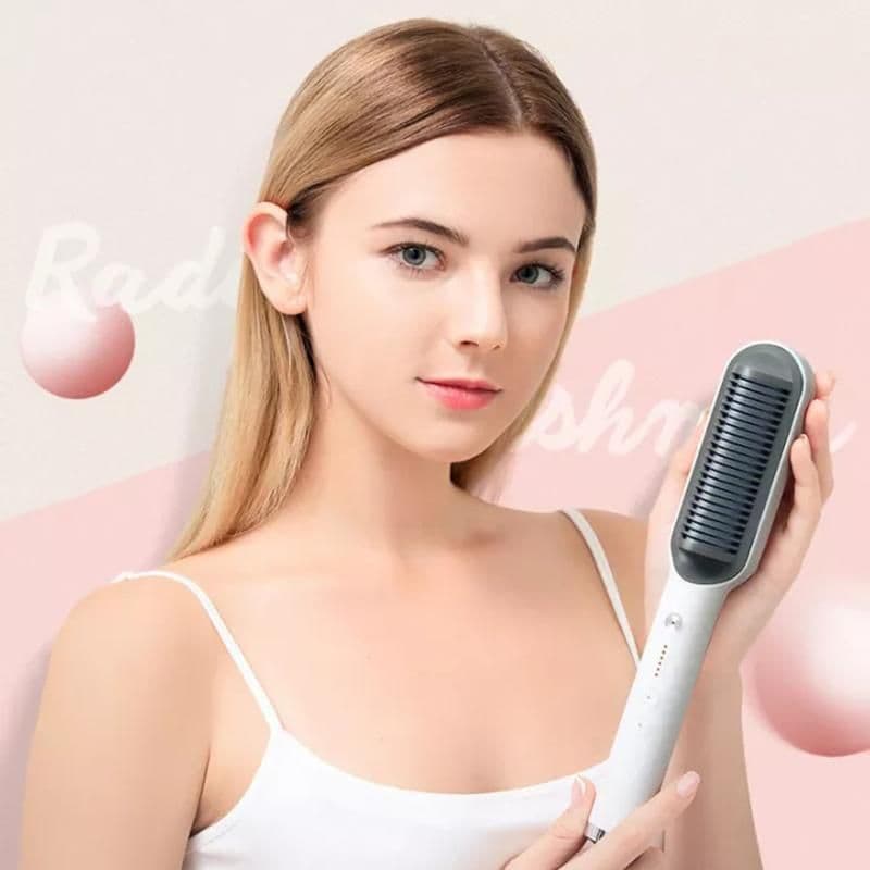 image-Negative Ion Hair Straightener Brush with Tourmaline Ceramic