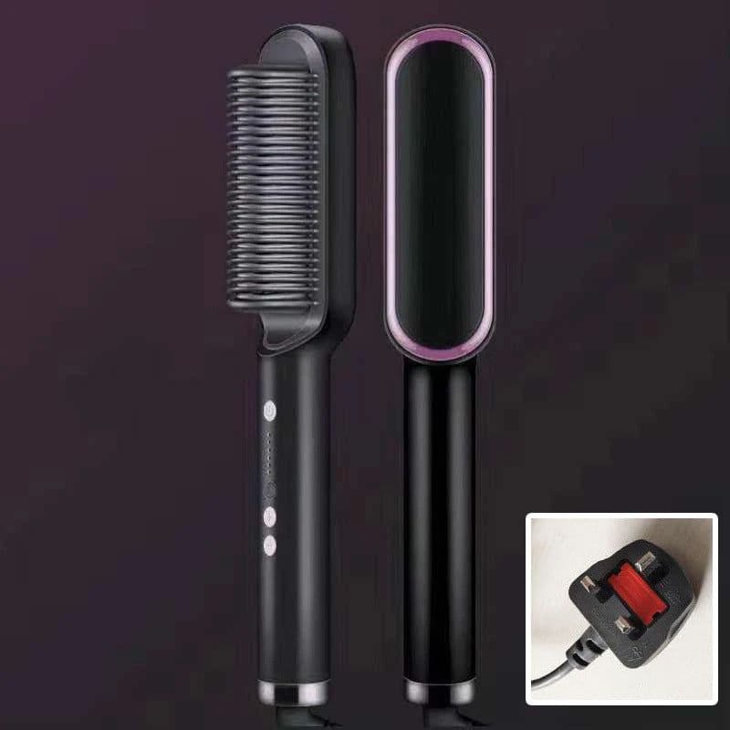image-Negative Ion Hair Straightener Brush with Tourmaline Ceramic
