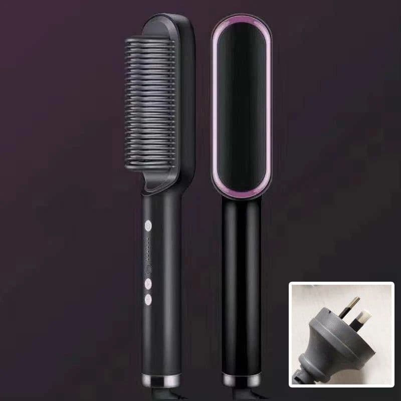 image-Negative Ion Hair Straightener Brush with Tourmaline Ceramic