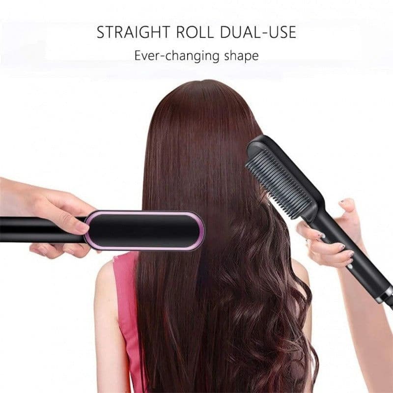 image-Negative Ion Hair Straightener Brush with Tourmaline Ceramic