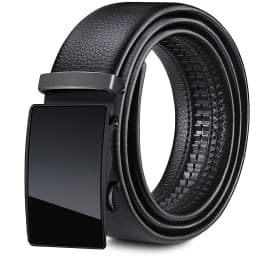 image-Men's Automatic Buckle PU Leather Belt 120cm Casual Jeans