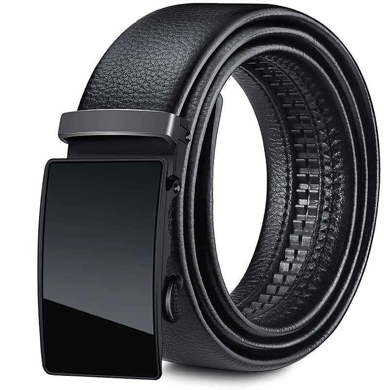 image-Men's Automatic Buckle PU Leather Belt 120cm Casual Jeans