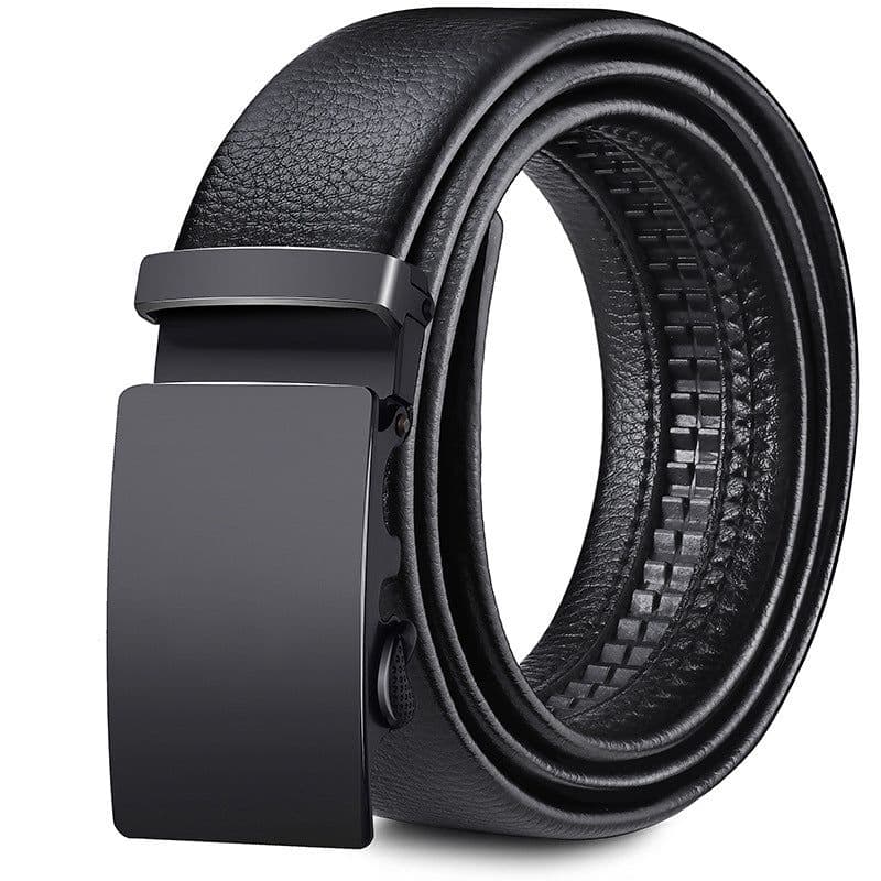 image-Men's Automatic Buckle PU Leather Belt 120cm Casual Jeans