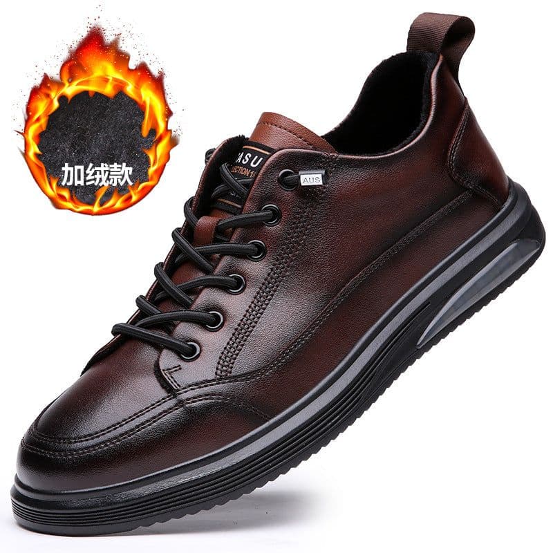 image-Emperor Shark Men's Leather Casual Shoes Low-Top Platform Sneakers