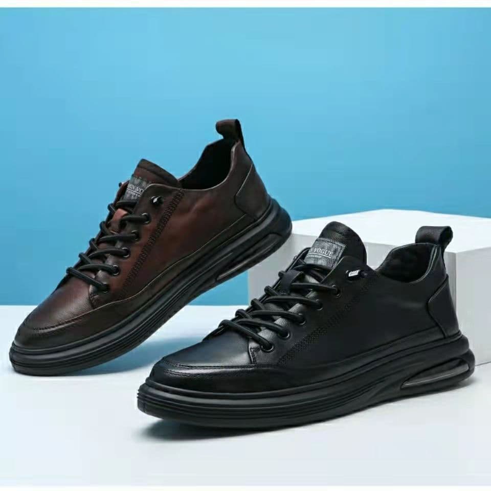 image-Emperor Shark Men's Leather Casual Shoes Low-Top Platform Sneakers