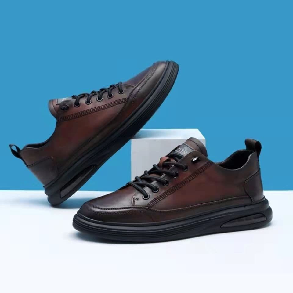 image-Emperor Shark Men's Leather Casual Shoes Low-Top Platform Sneakers