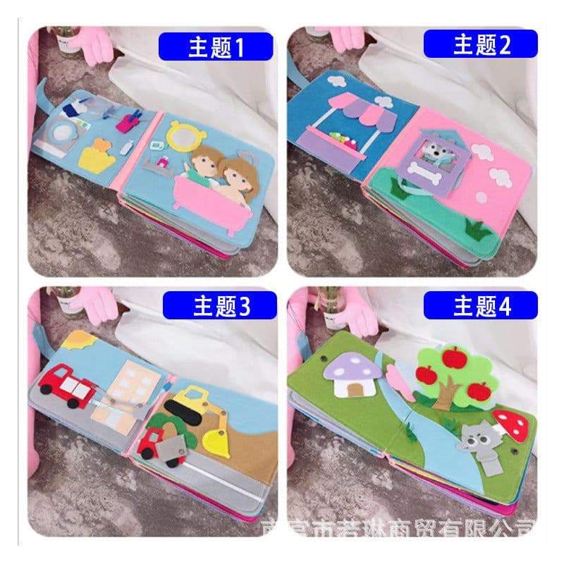 image-Montessori Busy Board Felt Cloth Book for Toddlers