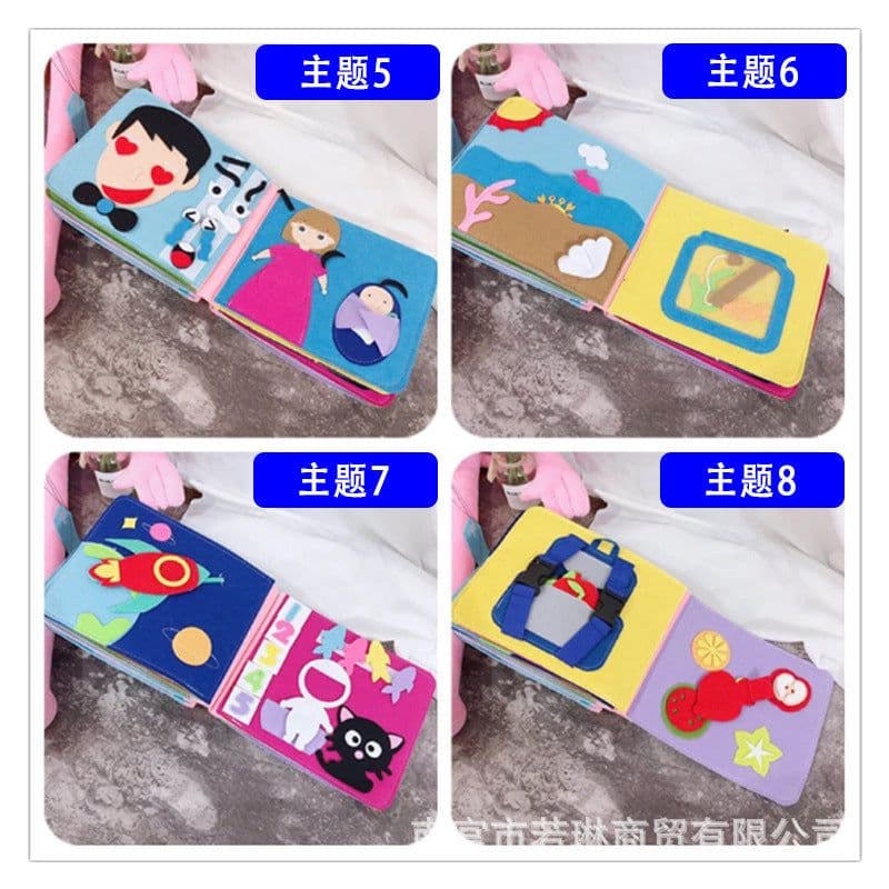 image-Montessori Busy Board Felt Cloth Book for Toddlers
