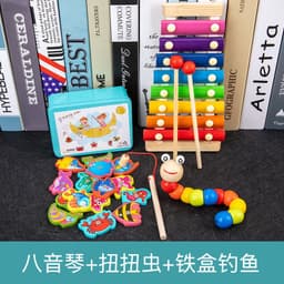 image-Wooden Rainbow Tower Stacking Toy Set for Infants Ages 0-3