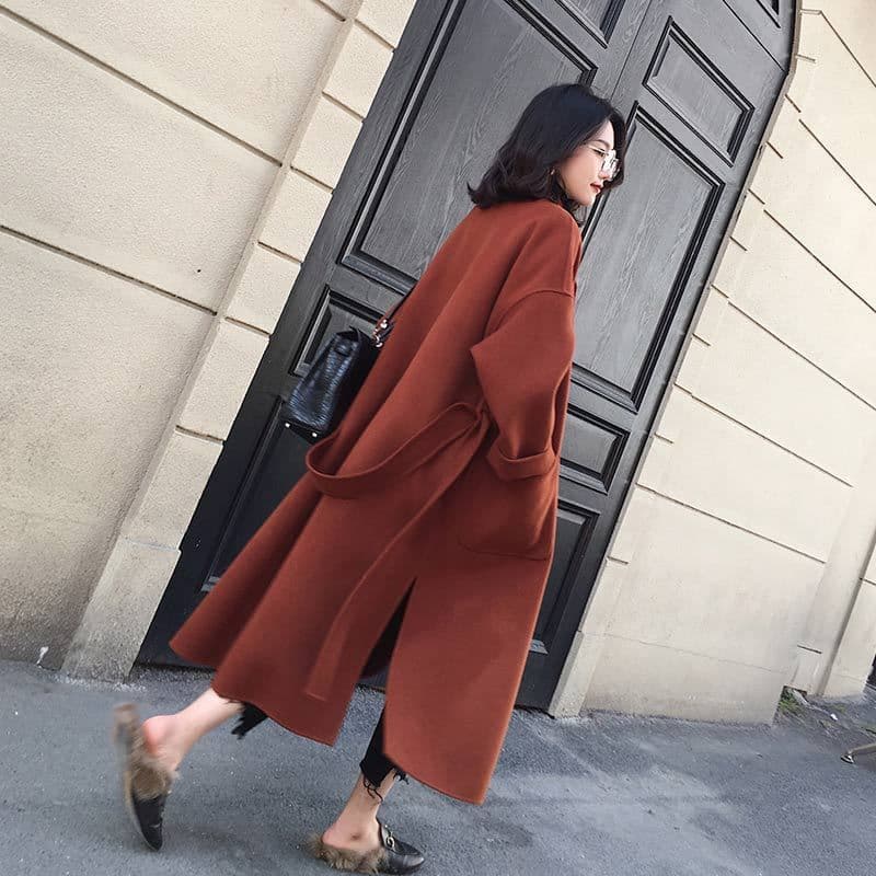 image-Women's Mid-Length Double-Sided Cashmere Wool Coat