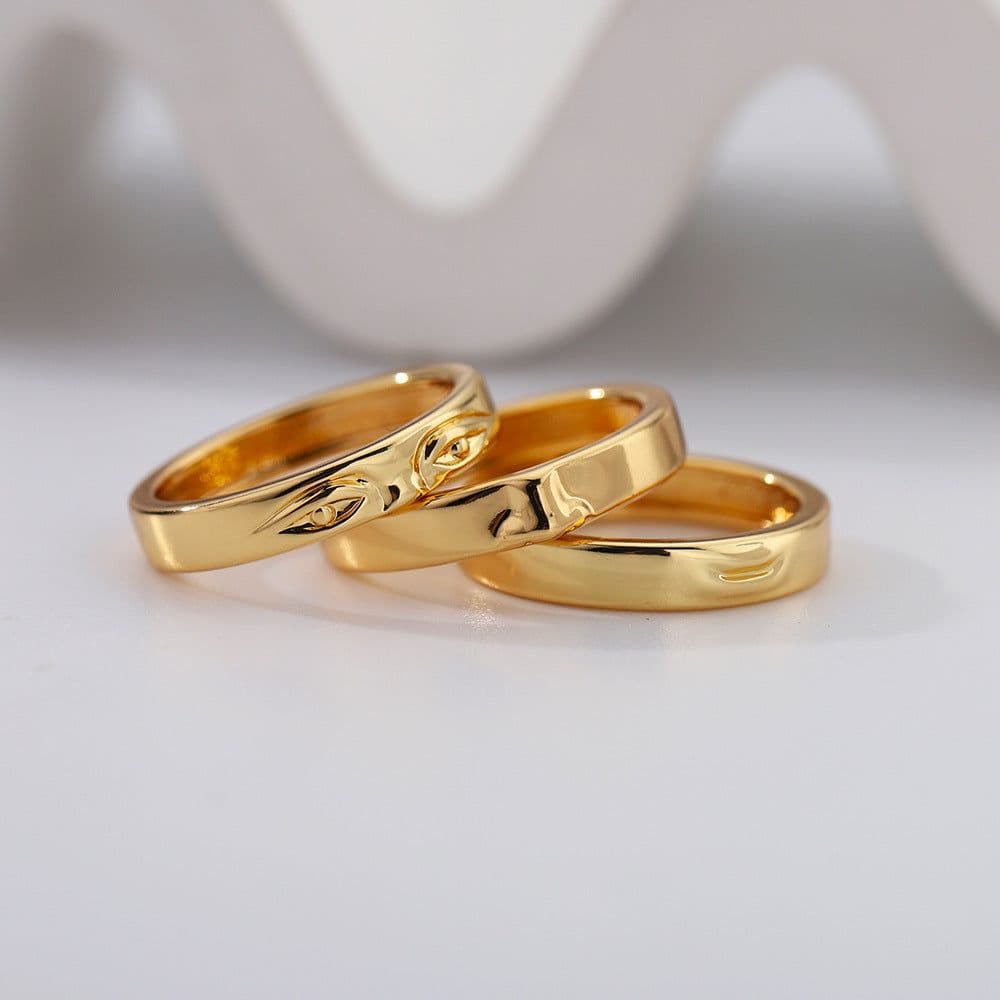 image-European American Smiley Face Ring Gold-Plated Copper Punk Style